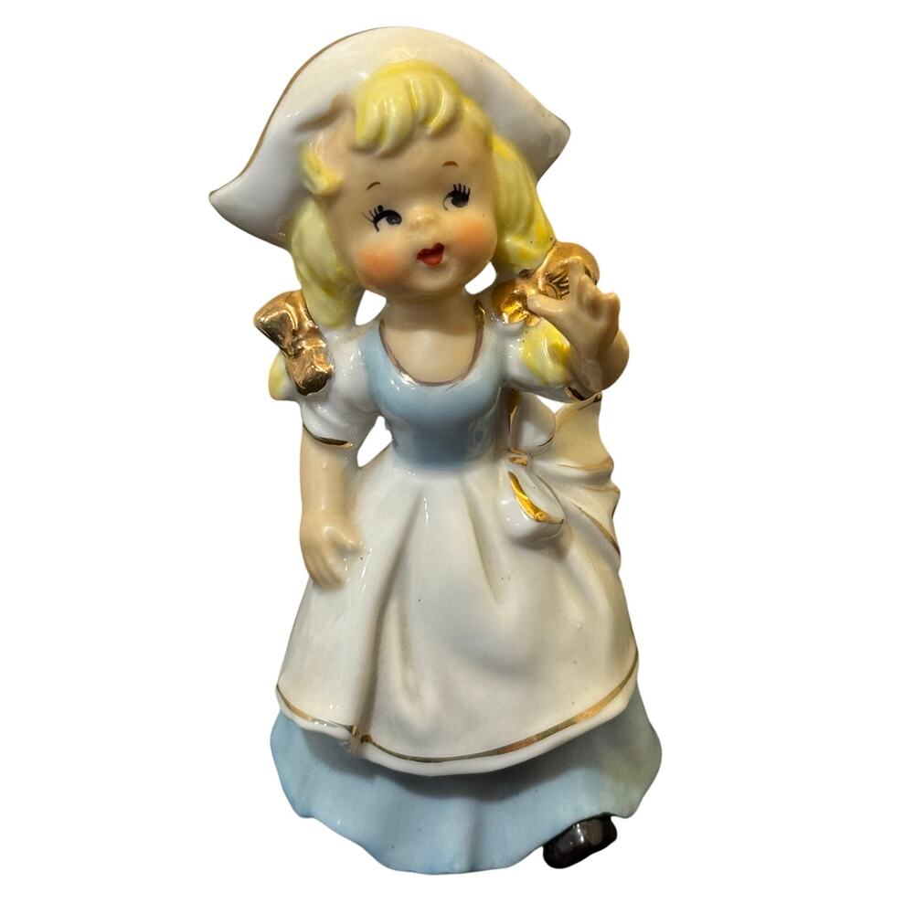 Vintage Enesco Dutch Girl Ceramic Figurine Blue Dress. Japan Kitsch home decor - Picture 7 of 8